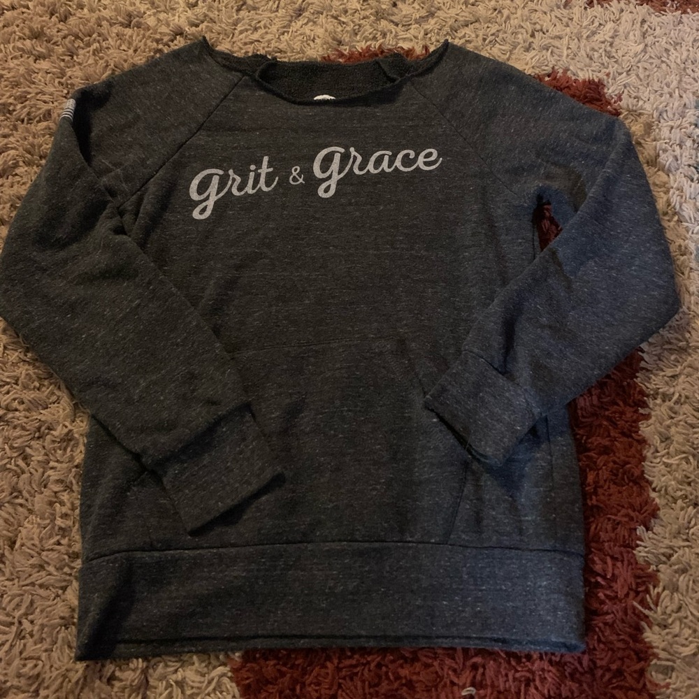Red White & Blue apparel “grit and Grace” off shoulder sweater small